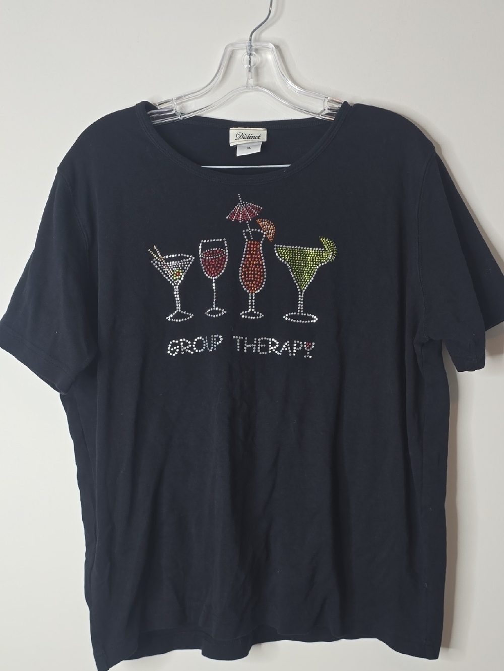 Black Rhinestone 'Group Therapy' Cocktail Tee